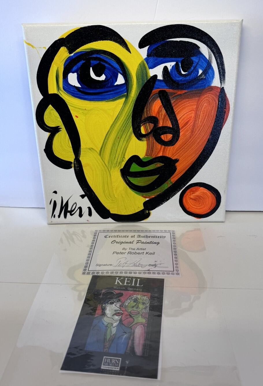Peter Robert Keil Original Painting Signed COA Abstract Face Expressionist Art